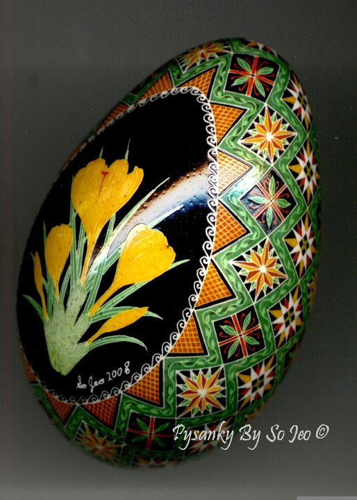 Yellow Crocus Ukrainian Easter Egg Pysanky By So Jeo